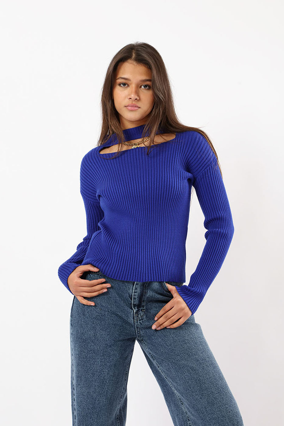 High Neck Top In Blue From Dresscode In Egypt