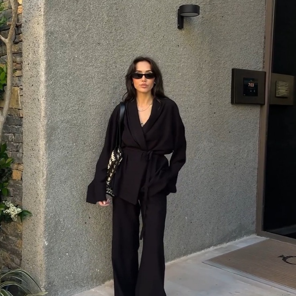 Basic Oversized Kimono Set In Black