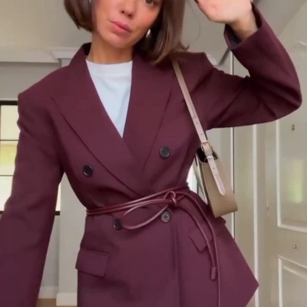 Basic Relaxed Burgundy Blazer (The Blazer comes without a belt)