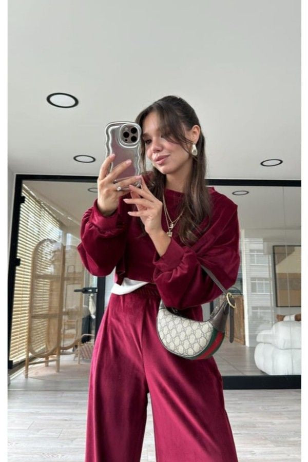 Cropped Velvet Set