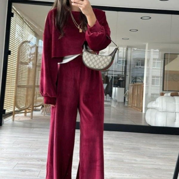 Cropped Velvet Set