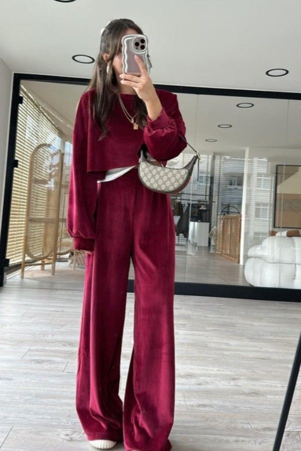 Cropped Velvet Set
