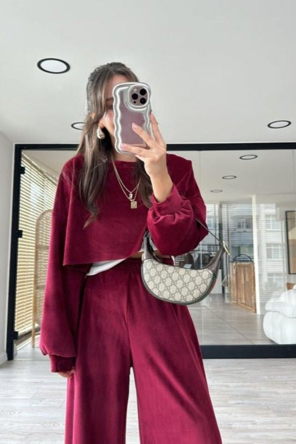 Cropped Velvet Set