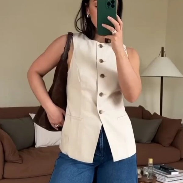 Classic Vest In Beige