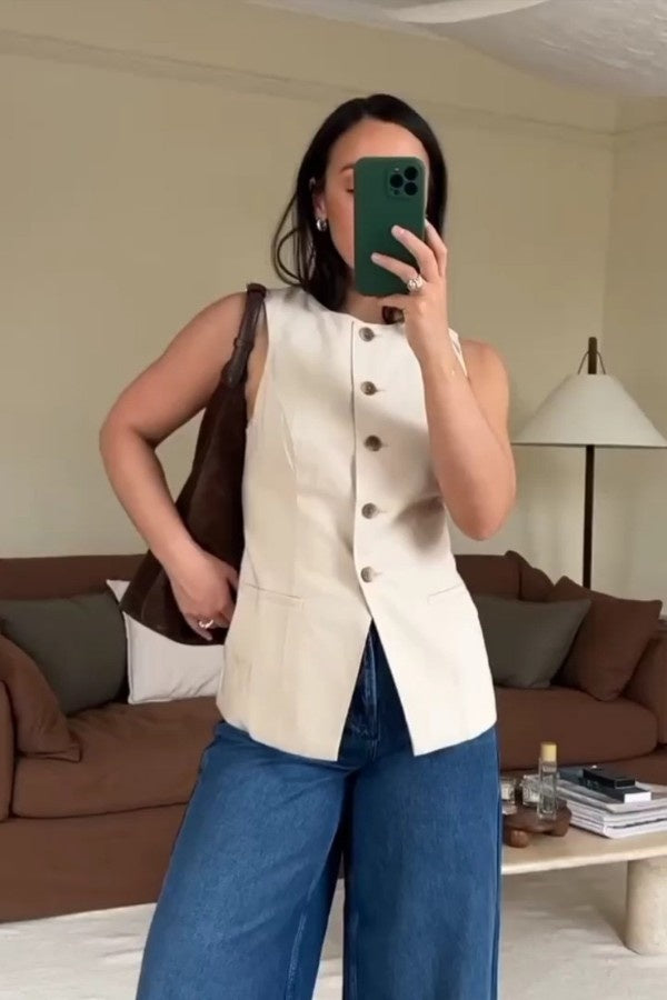 Classic Vest In Beige