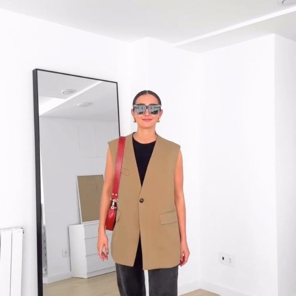 Classic Oversized Brown Vest