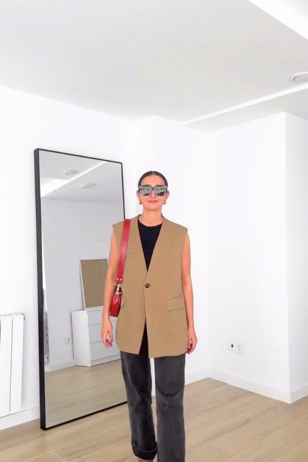 Classic Oversized Brown Vest