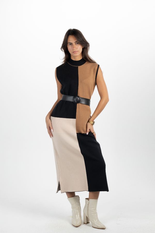 Knitted Midi Dress In Black