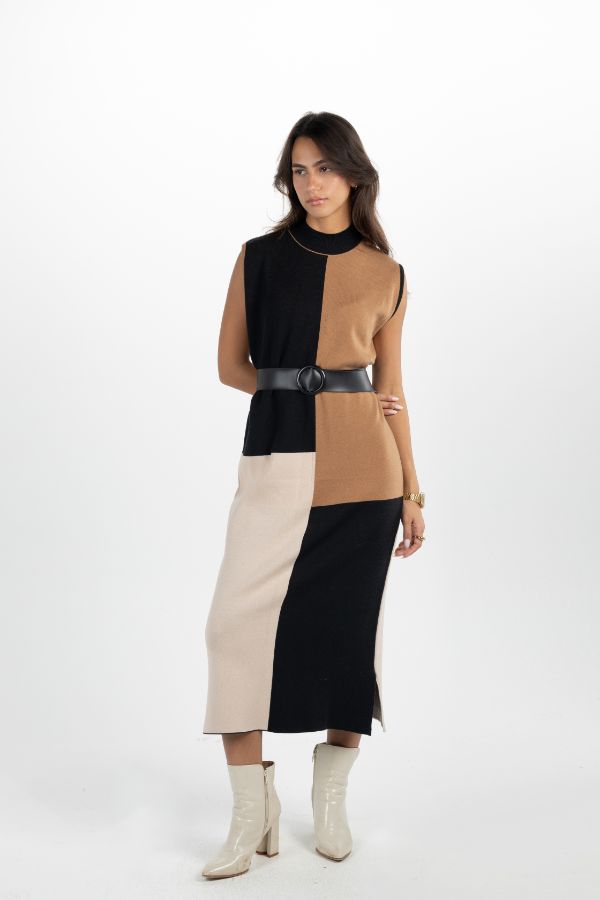 Knitted Midi Dress In Black