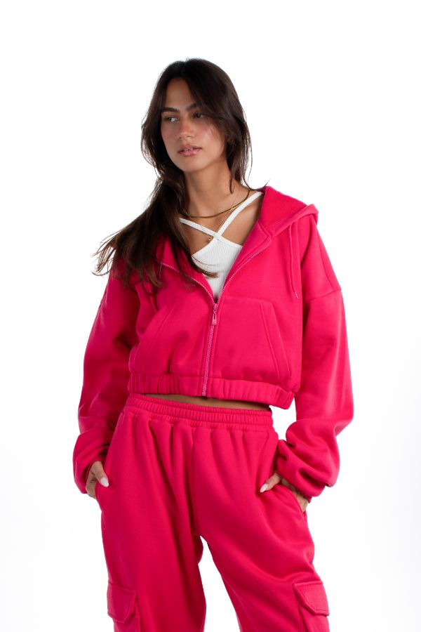 Cropped Zip Up In Fuchsia