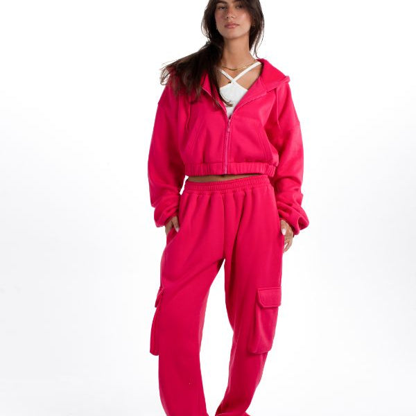 Cropped Zip Up In Fuchsia