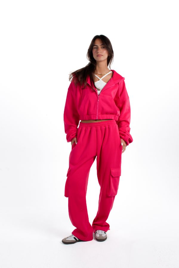 Cropped Zip Up In Fuchsia