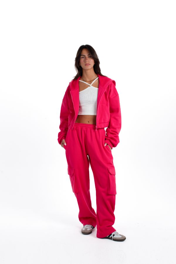Cropped Zip Up In Fuchsia