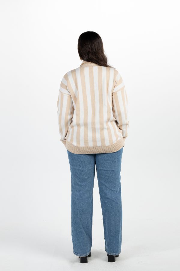 Striped Sweater In Beige & White