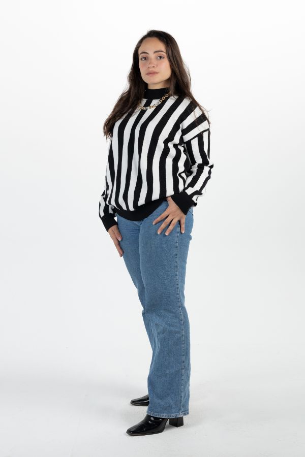 Striped Sweater In Black & White