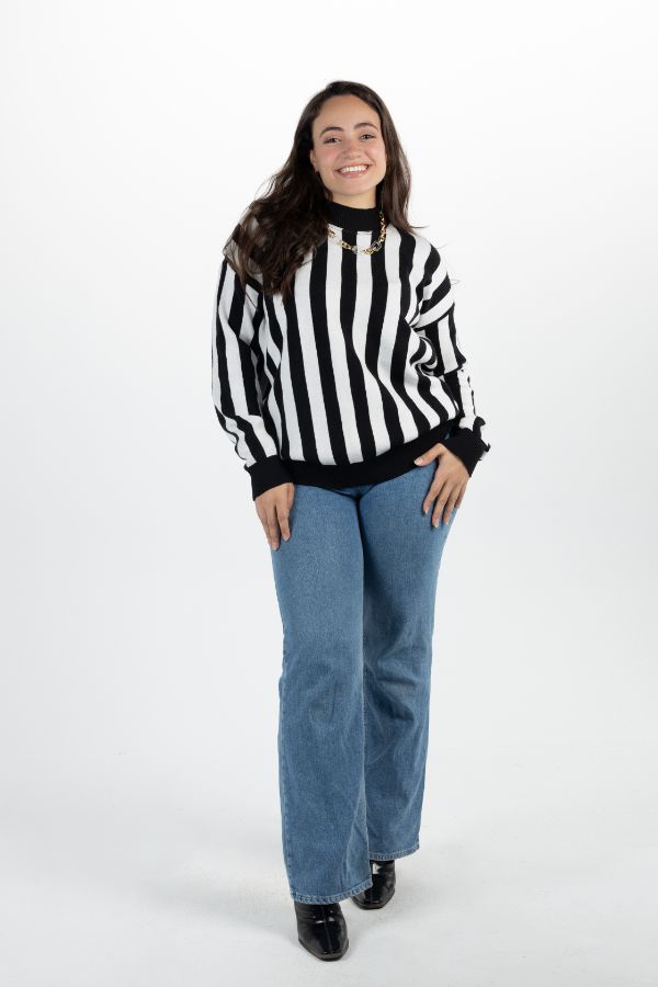 Striped Sweater In Black & White