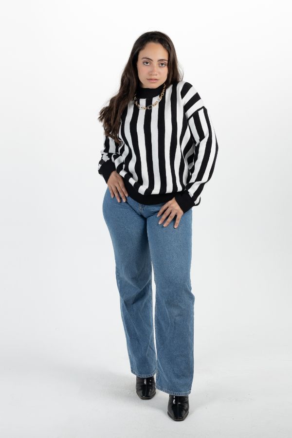 Striped Sweater In Black & White