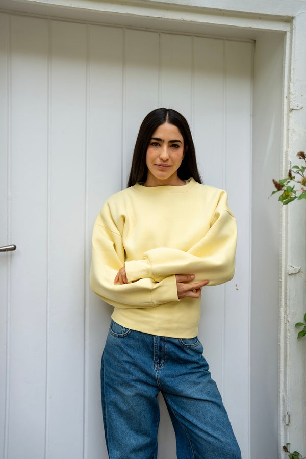 Yellow Fitted Waist Sweatshirt