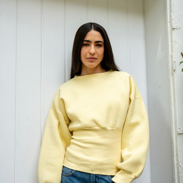 Yellow Fitted Waist Sweatshirt