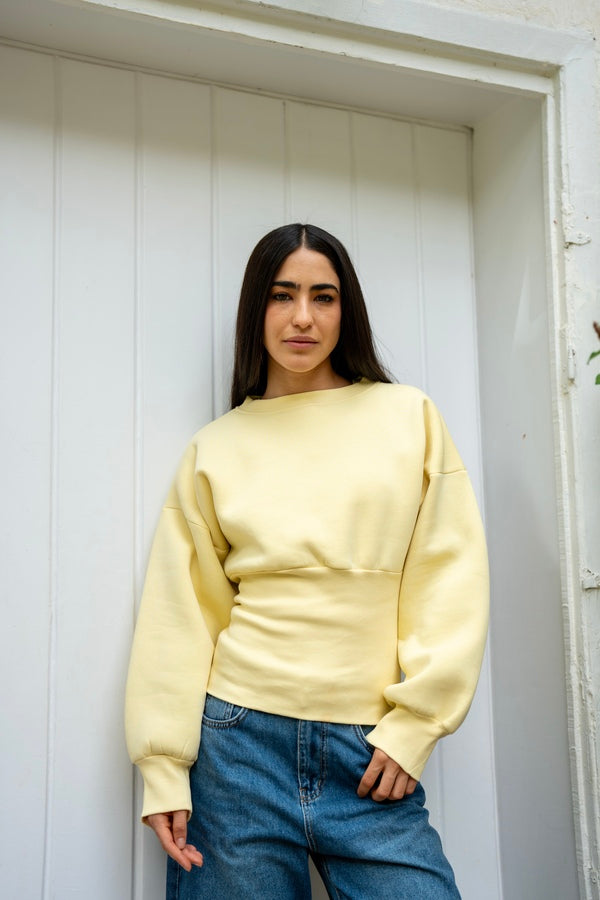 Yellow Fitted Waist Sweatshirt