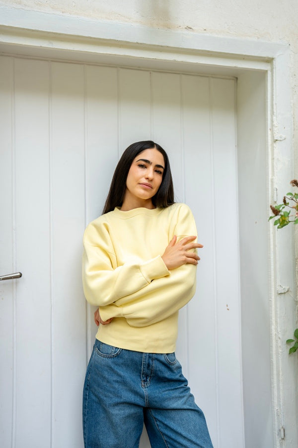 Yellow Fitted Waist Sweatshirt