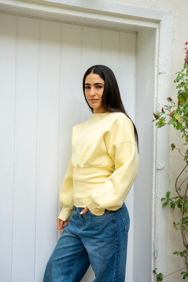 Yellow Fitted Waist Sweatshirt