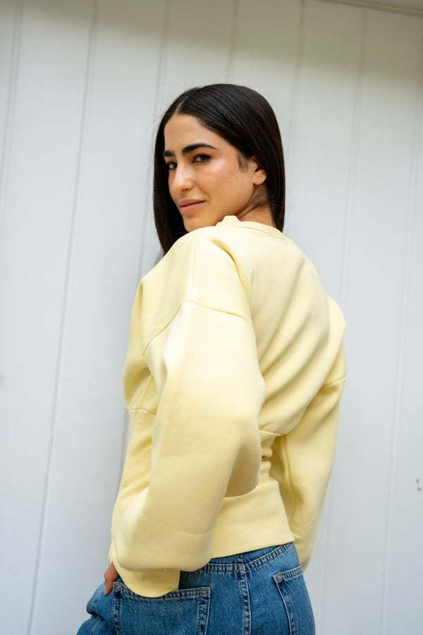 Yellow Fitted Waist Sweatshirt