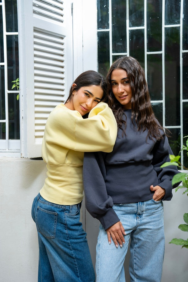 Grey Fitted Waist Sweatshirt