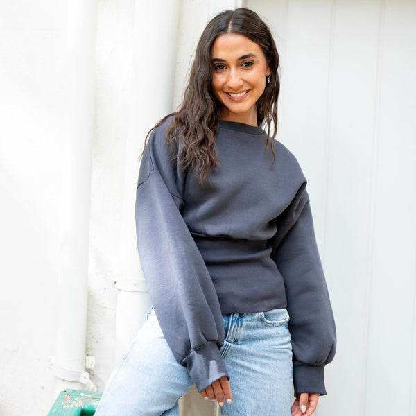 Grey Fitted Waist Sweatshirt