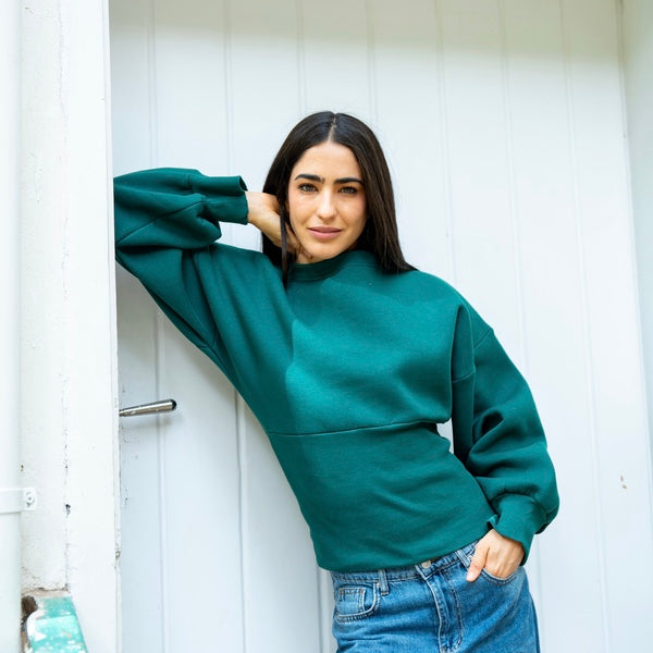 Green Fitted Waist Sweatshirt