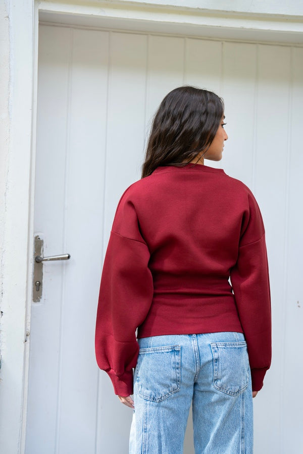 Burgundy Fitted Waist Sweatshirt