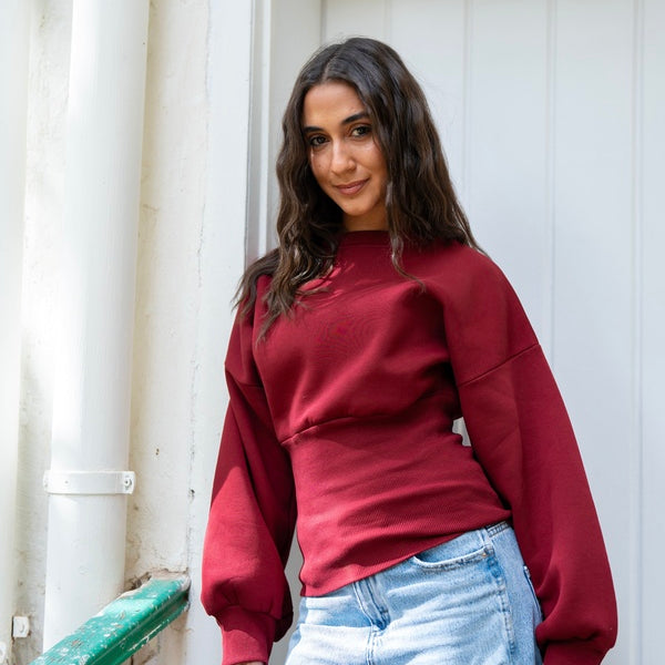 Burgundy Fitted Waist Sweatshirt