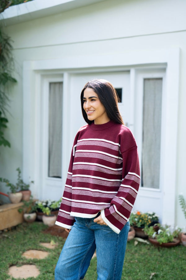 Burgundy Striped Sweater