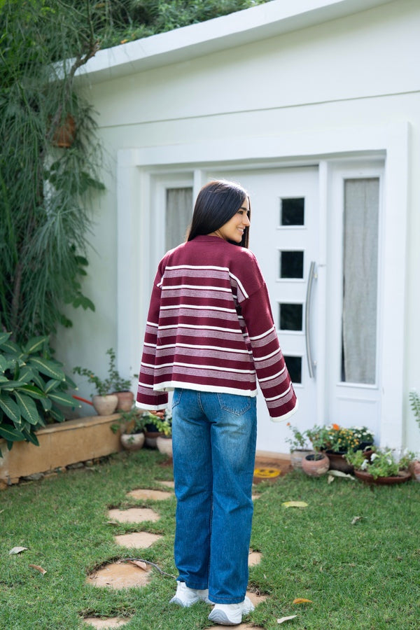 Burgundy Striped Sweater
