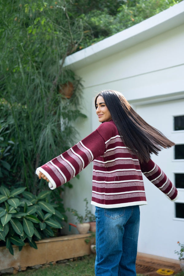 Burgundy Striped Sweater