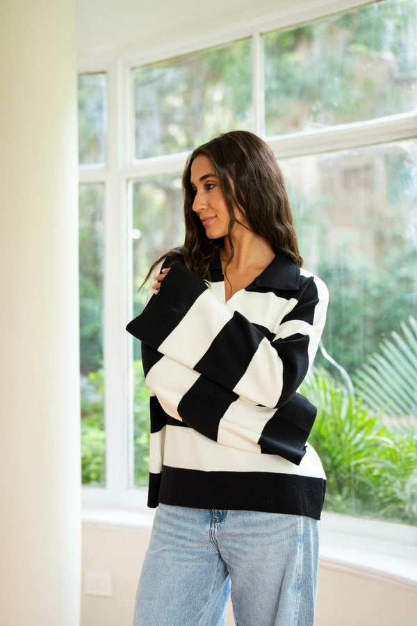 Black Collared Knit