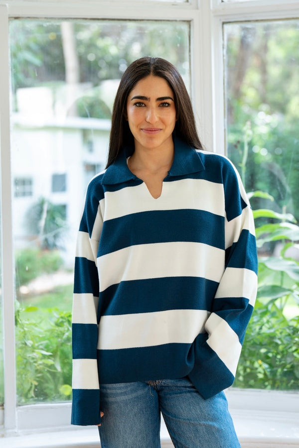 Blue Collared Knit