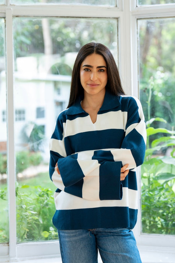 Blue Collared Knit
