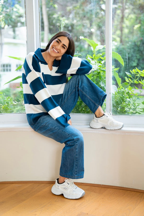 Blue Collared Knit