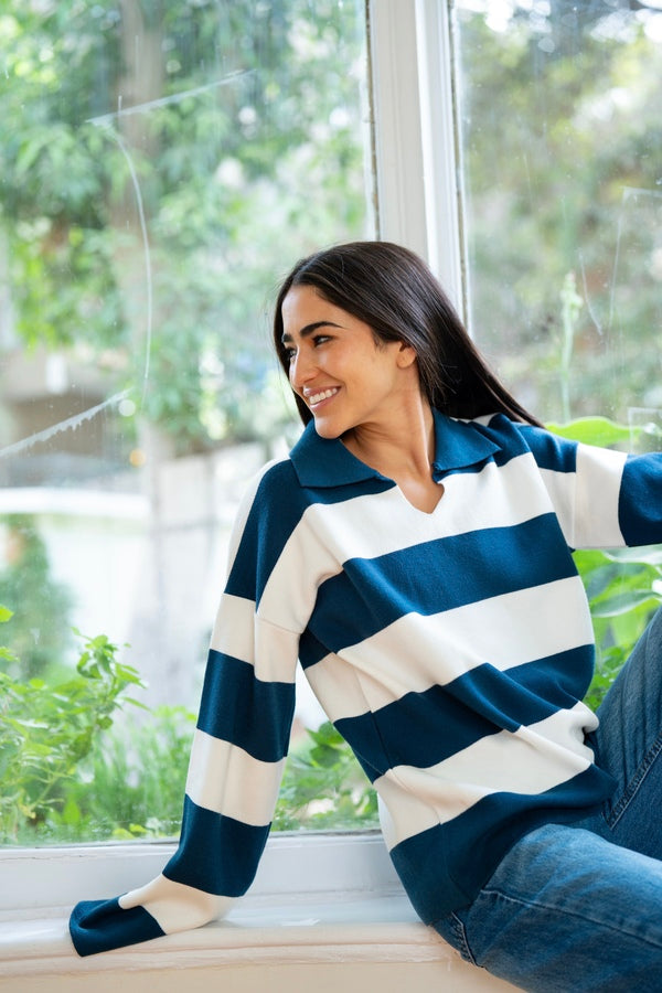 Blue Collared Knit