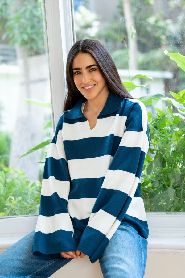 Blue Collared Knit