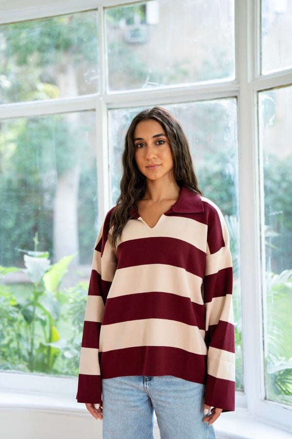 Burgundy Collared Knit