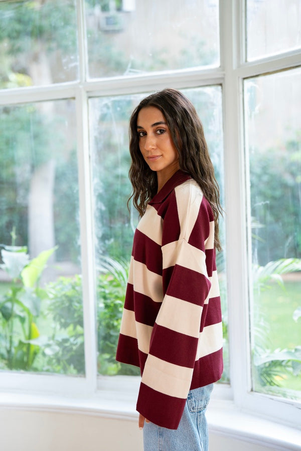 Burgundy Collared Knit