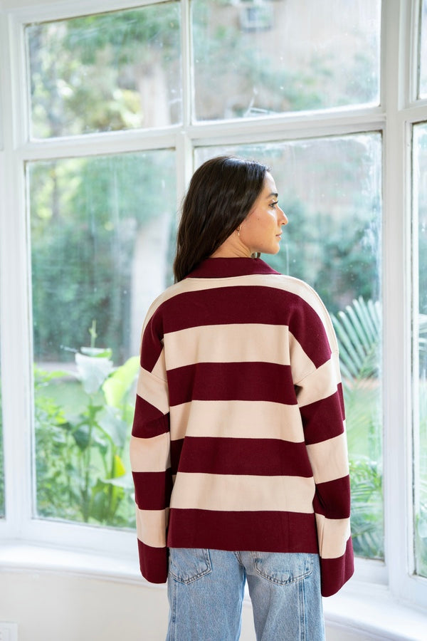 Burgundy Collared Knit
