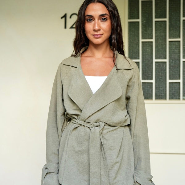 Suede Jacket In Olive Green