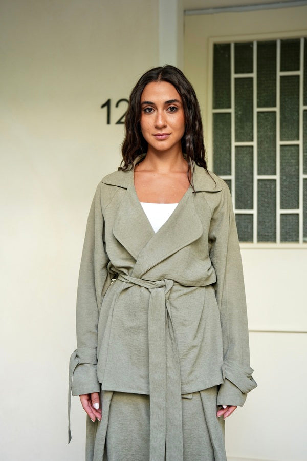 Suede Jacket In Olive Green