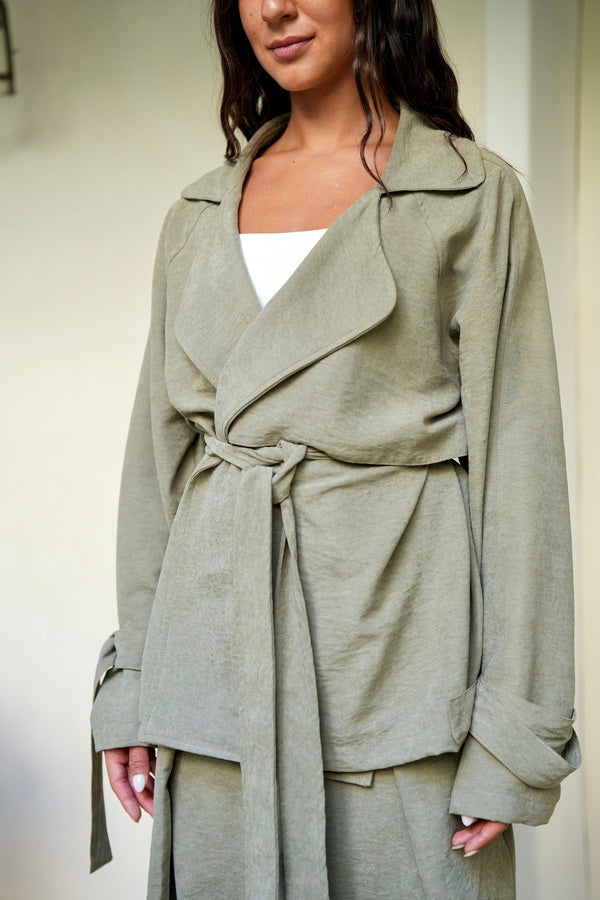 Suede Jacket In Olive Green