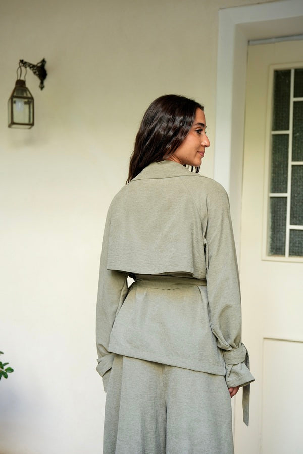 Suede Jacket In Olive Green