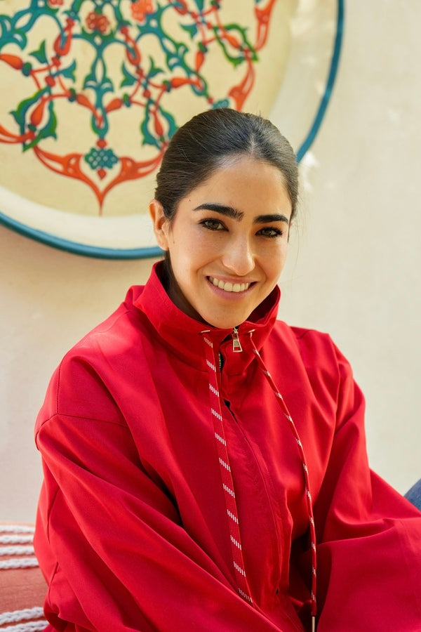 Red Funnel Neck Jacket