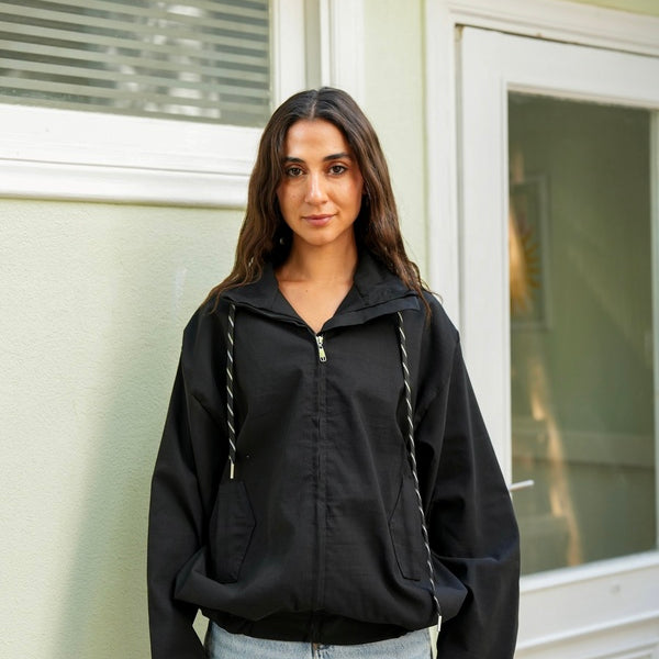 Black Funnel Neck Jacket